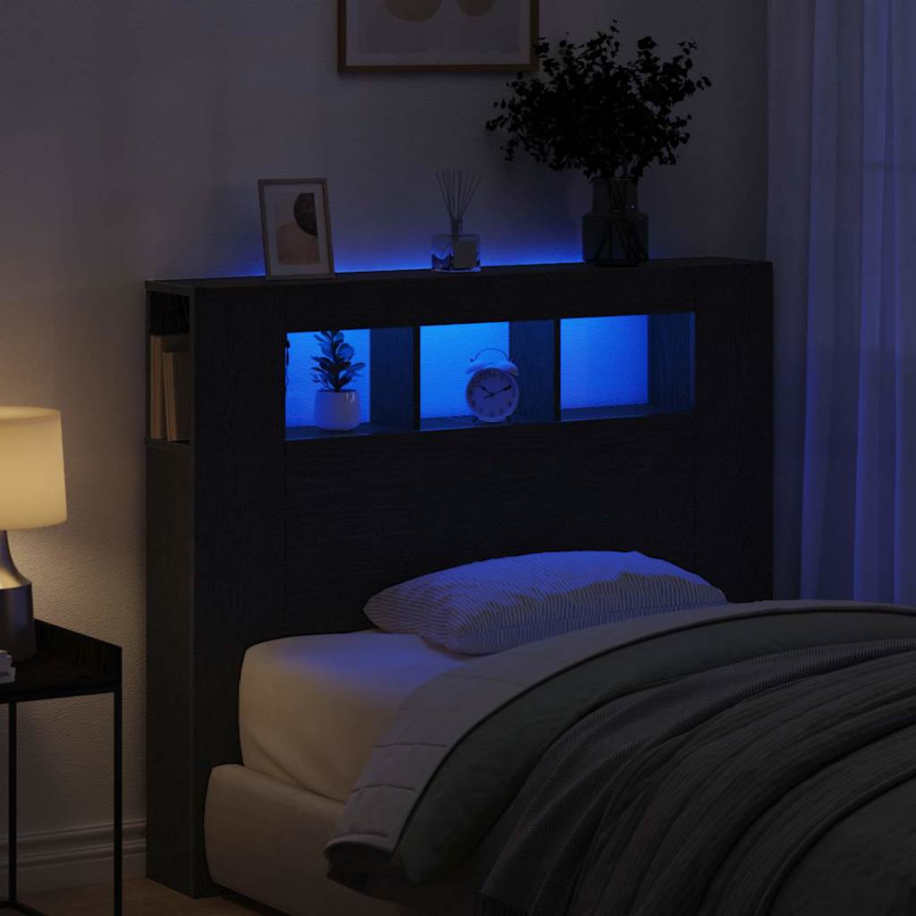 LED κεφαλάρι με ράφι Μαύρη Οξυά 120 x 18,5 x 103,5 εκ - Pakobazaar