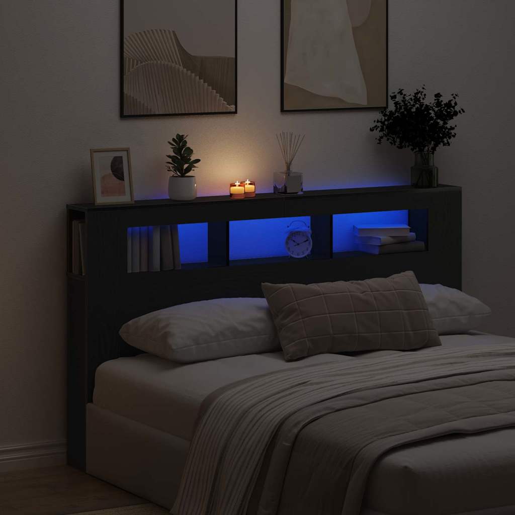LED κεφαλάρι με ράφι Μαύρη Οξυά 180 x 18,5 x 103,5 cm - Pakobazaar