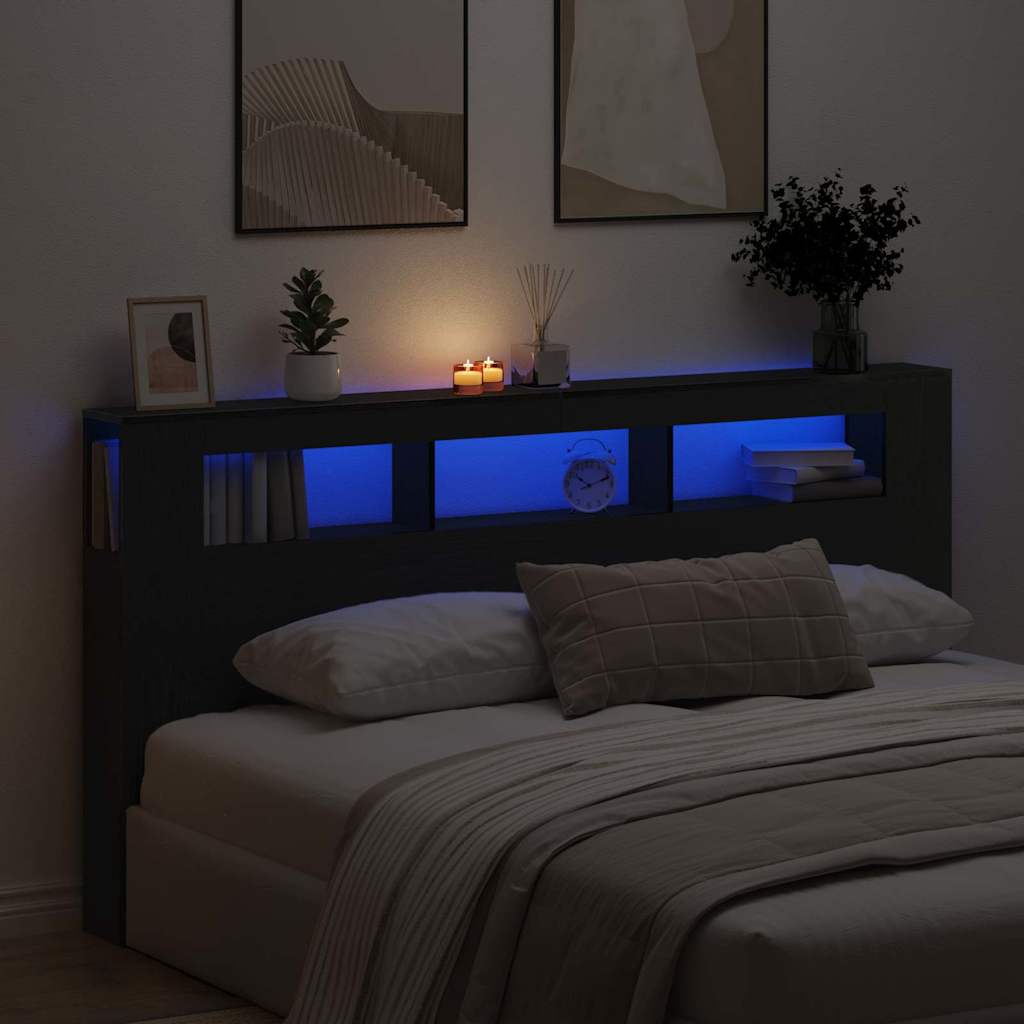 LED κεφαλάρι με ράφι Μαύρη Οξυά 200 x 18,5 x 103,5 εκ. - Pakobazaar
