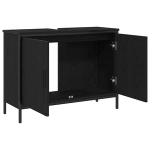 Ντουλάπα Νιπτήρα Mπάνιου Μαύρη Οξυά 80 x 30 x 60 cm