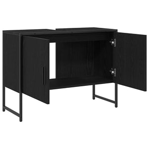 Ντουλάπα Νιπτήρα Mπάνιου Μαύρη Οξυά 80 x 30 x 60 cm
