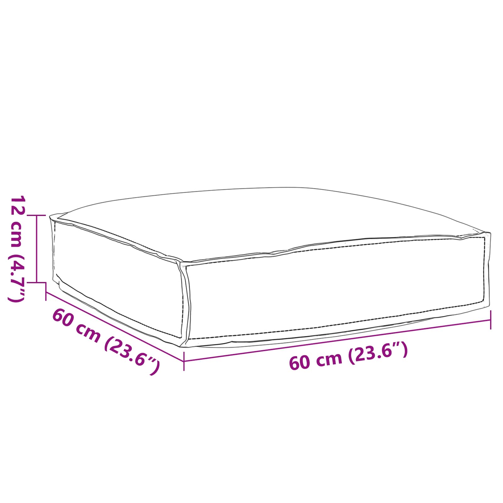 Μαξιλάρι Μαύρο 60 x 60 x 12 cm Ύφασμα Όξφορντ - Pakobazaar