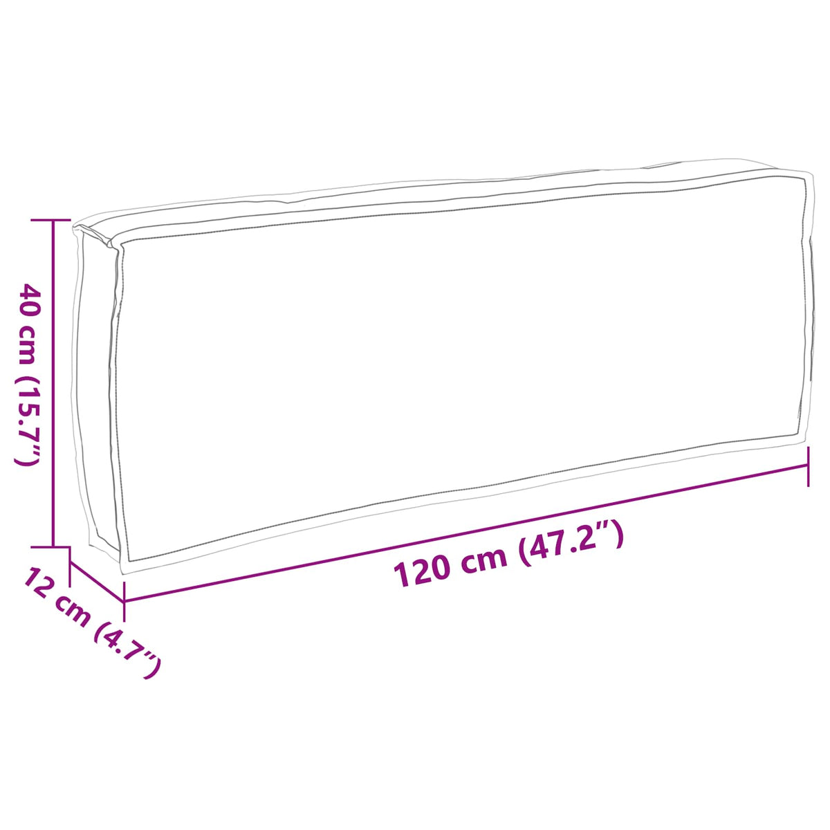Μαξιλάρι Ύφασμα Όξφορντ Γκρι 120 x 40 x 12 cm - Pakobazaar