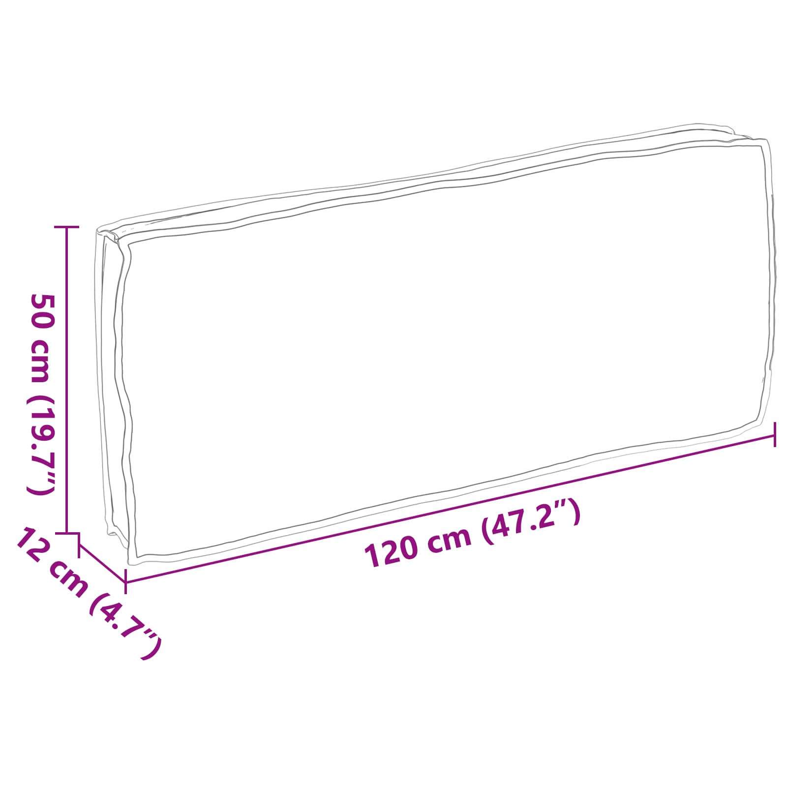 Μαξιλάρι Βασιλικό Μπλε 120 x 50 x 12 εκ. Ύφασμα Όξφορντ