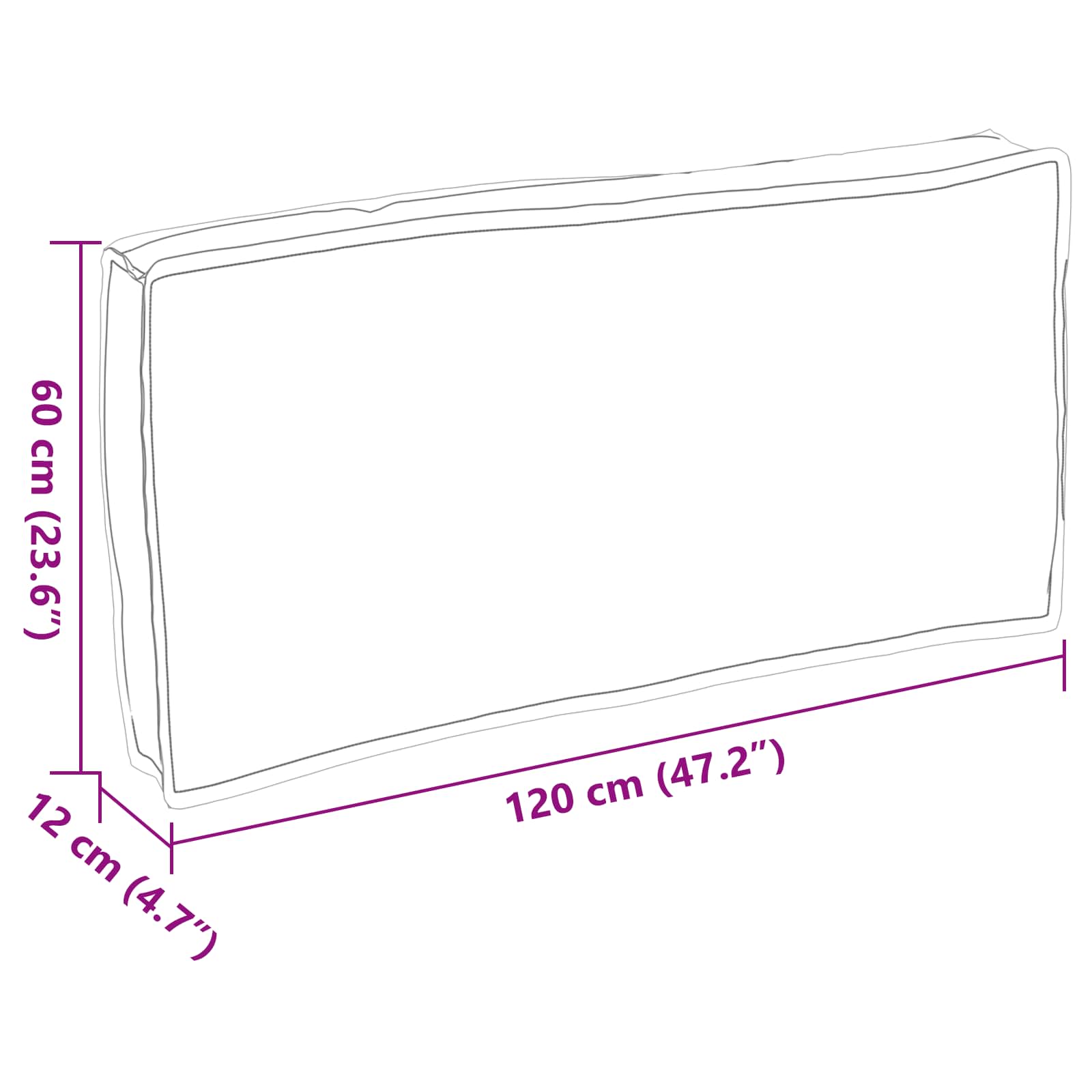 Μαξιλάρι Ύφασμα Όξφορντ Ανθρακί 120 x 60 x 12 εκ.