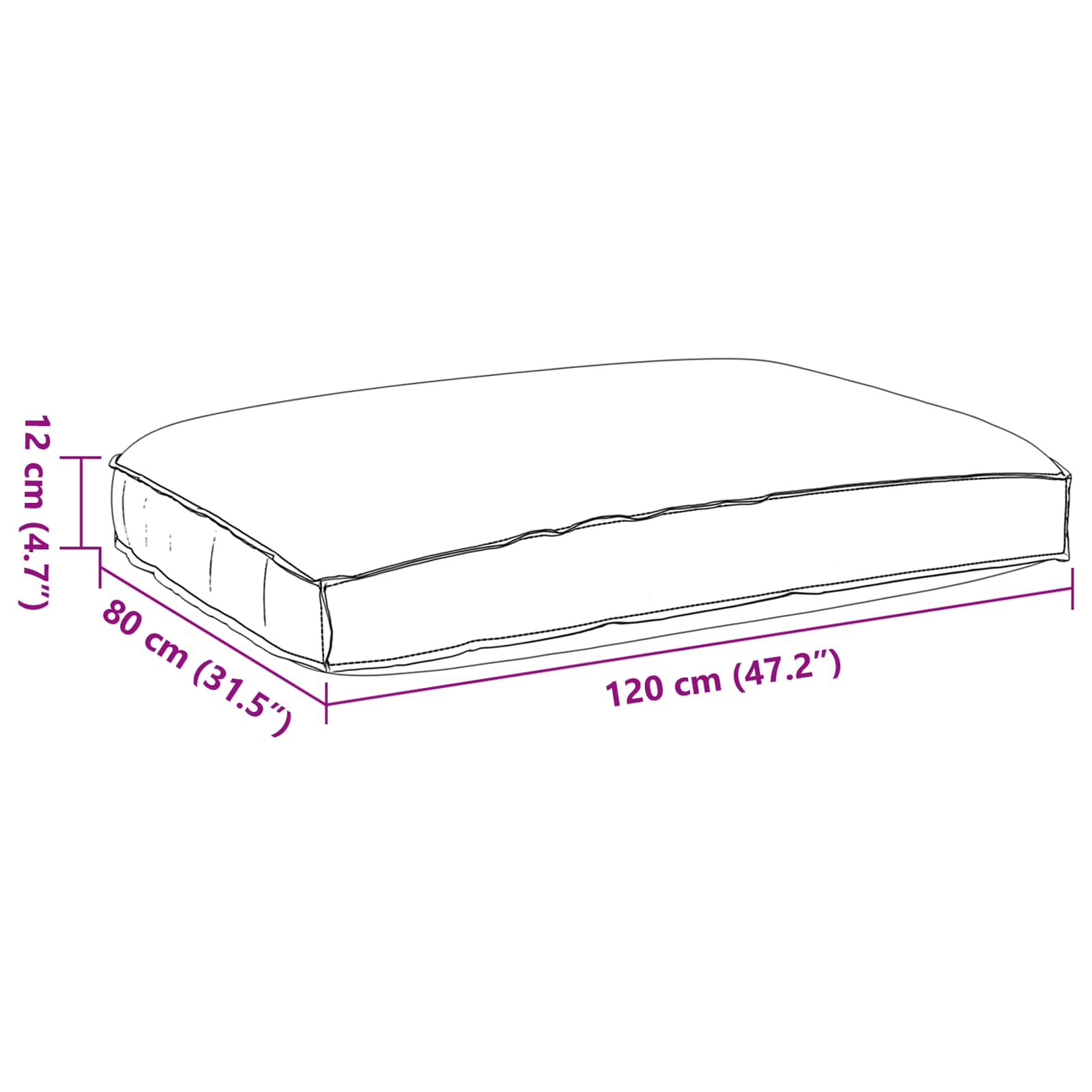 Μαξιλάρι Ανθρακί 120 x 80 x 12 cm Ύφασμα Όξφορντ - Pakobazaar