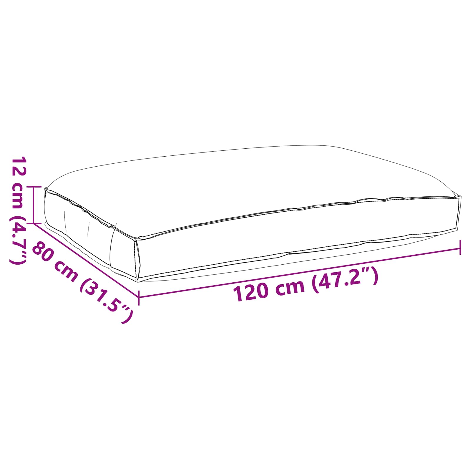 Μαξιλάρι Βασιλικό Μπλε 120 x 80 x 12 cm Ύφασμα Όξφορντ