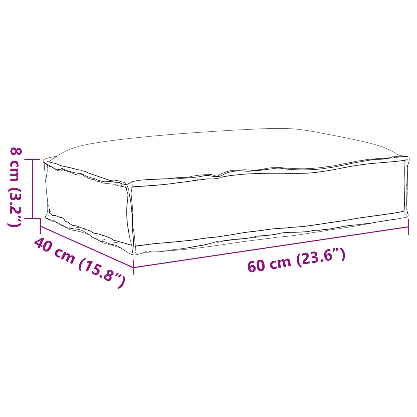 Μαξιλάρι Μαύρο 60 x 40 x 8 εκ. Ύφασμα Όξφορντ - Pakobazaar