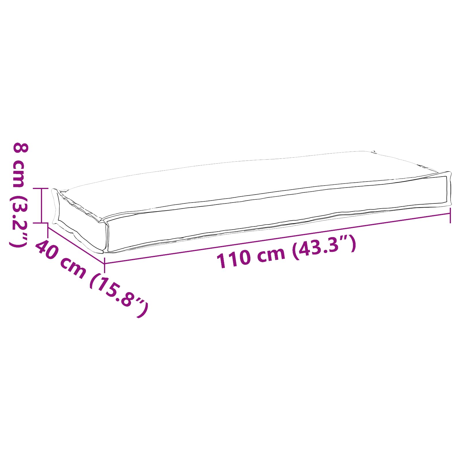 Μαξιλάρι Κρεμ 110 x 40 x 8 εκ Ύφασμα Όξφορντ - Pakobazaar