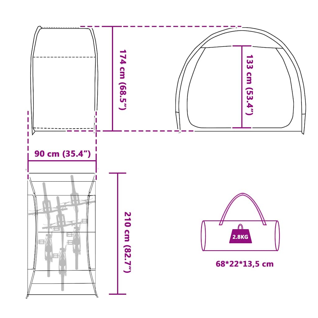 Σκηνή αποθήκευσης ποδηλάτων με στέγη Μπλε 210 x 90 x 174 εκ