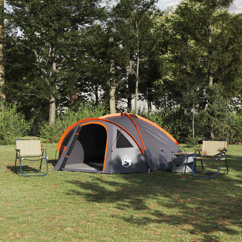 Σκηνή Camping με στέγη Γκρι και πορτοκαλί 308 x 268 x 130 εκ. - Pakobazaar