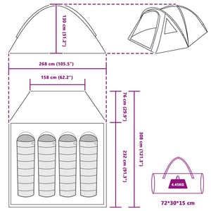 Σκηνή Camping με στέγη Γκρι και πορτοκαλί 308 x 268 x 130 εκ. - Pakobazaar