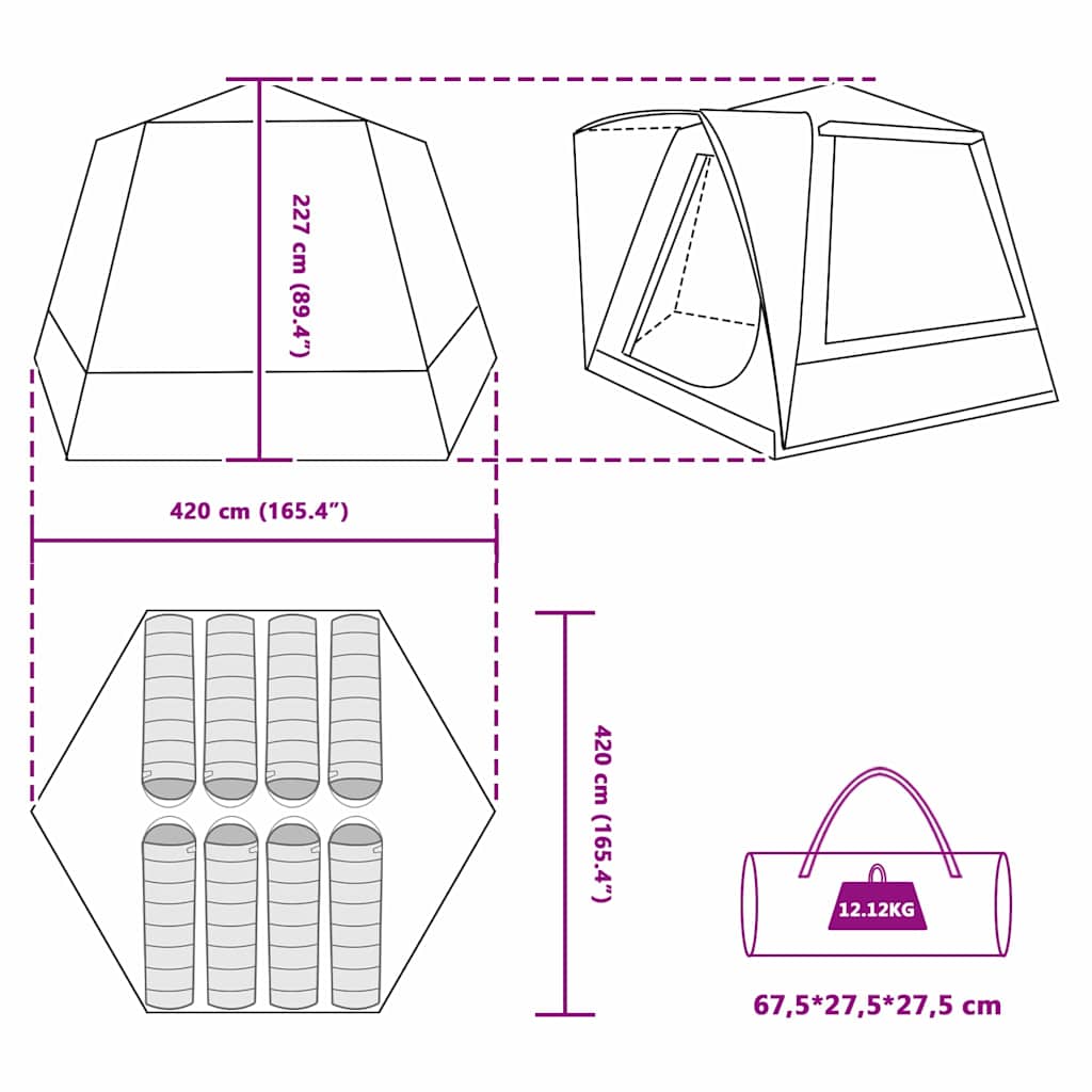 Σκηνή Camping Γκρι και πορτοκαλί 420 x 420 x 227 εκ Πολυεστέρας - Pakobazaar