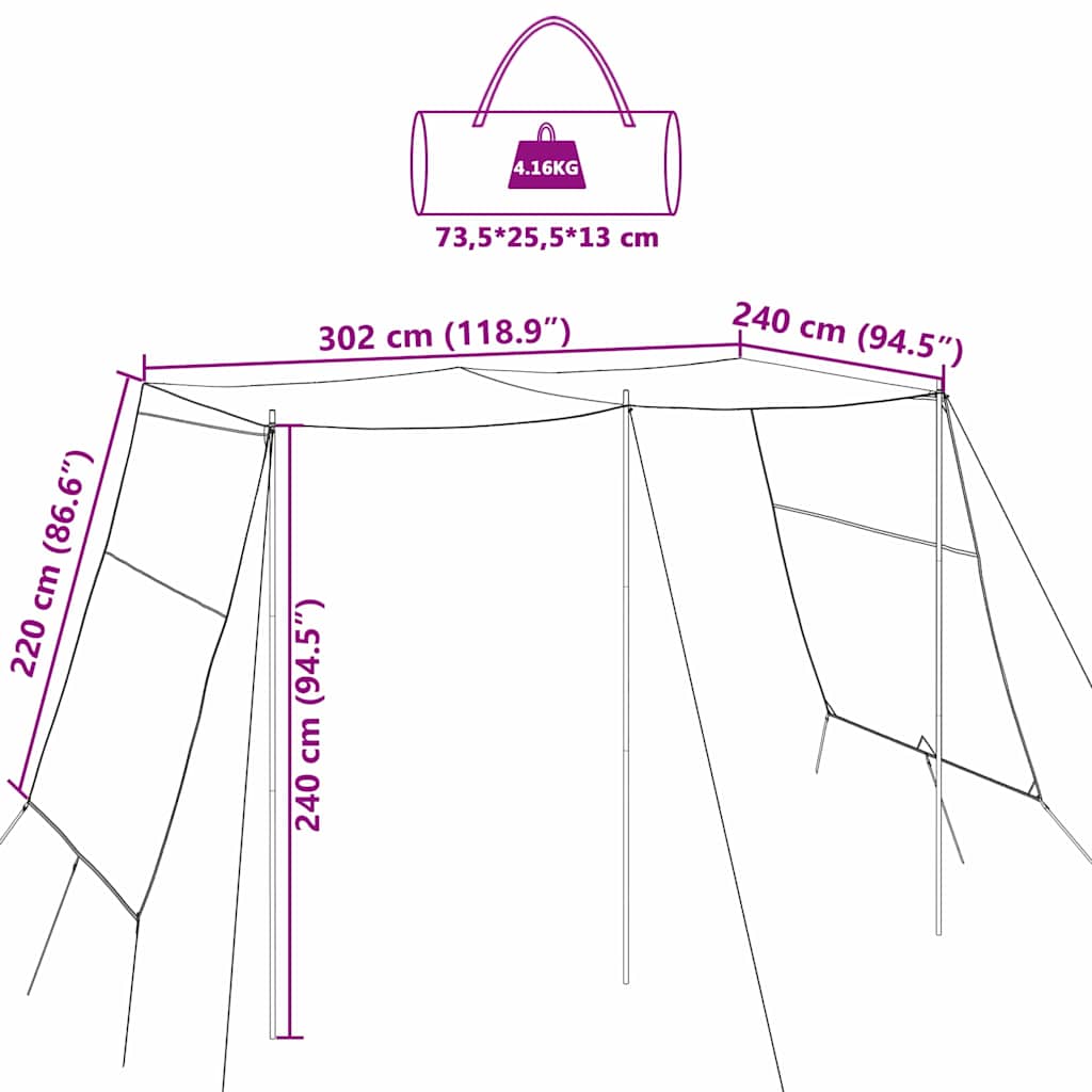 Τέντα ανθεκτική στο νερό με στέγη 302 x 240 x 240 εκ. - Pakobazaar
