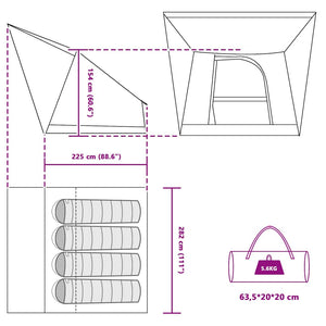 Σκηνή Camping Γκρι και Πορτοκαλί 282 x 225 x 154 εκ ταφτάς - Pakobazaar