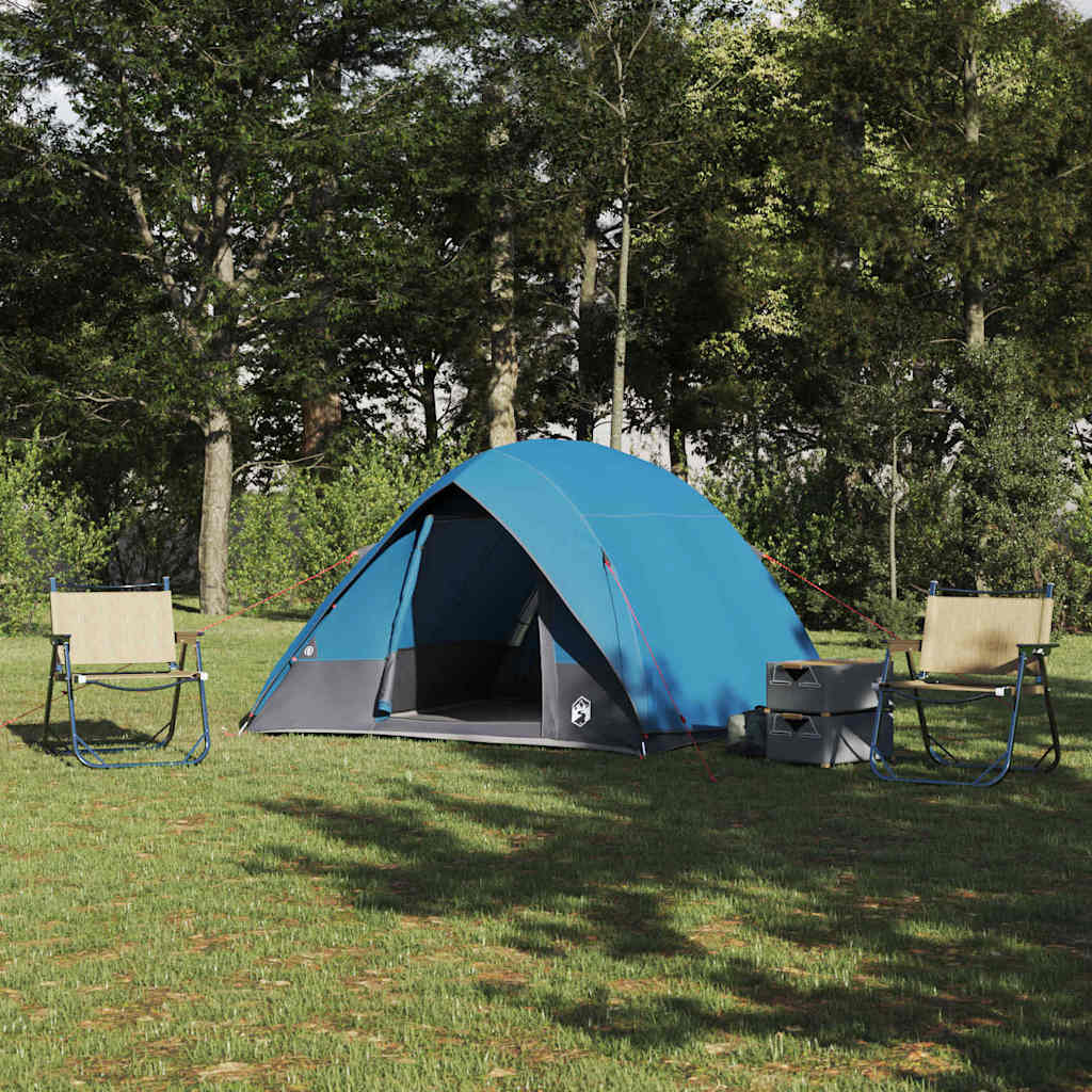 Σκηνή Camping με στέγη Μπλε 320 x 275 x 190 εκ. ταφτάς - Pakobazaar