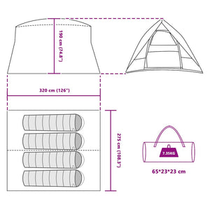 Σκηνή Camping με στέγη Μπλε 320 x 275 x 190 εκ. ταφτάς - Pakobazaar