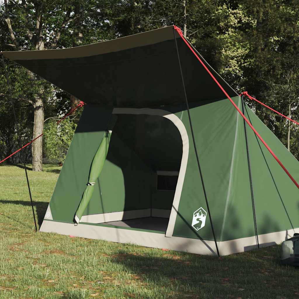 Σκηνή Camping με στέγη Πράσινο 223 x 163 x 130 εκ ταφτάς - Pakobazaar