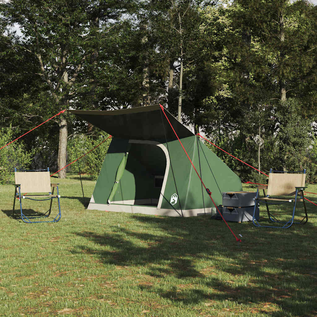 Σκηνή Camping με στέγη Πράσινο 223 x 163 x 130 εκ ταφτάς - Pakobazaar