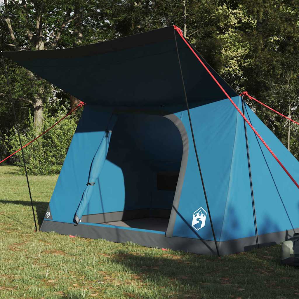 Σκηνή Camping με στέγη Μπλε 223 x 163 x 130 εκ ταφτάς - Pakobazaar