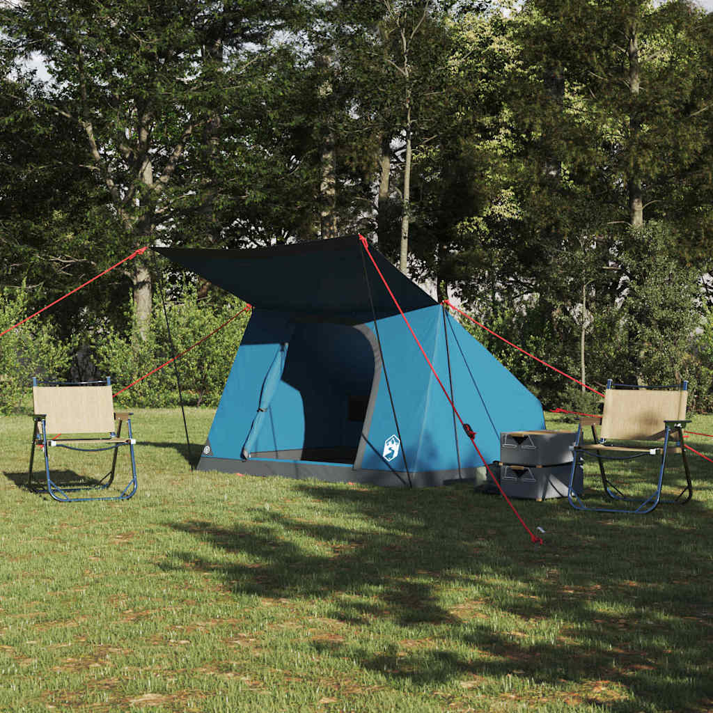 Σκηνή Camping με στέγη Μπλε 223 x 163 x 130 εκ ταφτάς - Pakobazaar