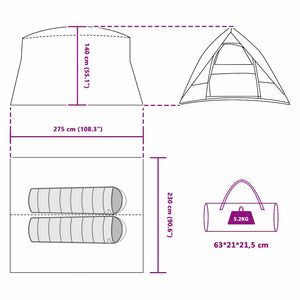 Σκηνή Camping Γκρι και Πορτοκαλί 275 x 230 x 140 εκ. ταφτάς - Pakobazaar