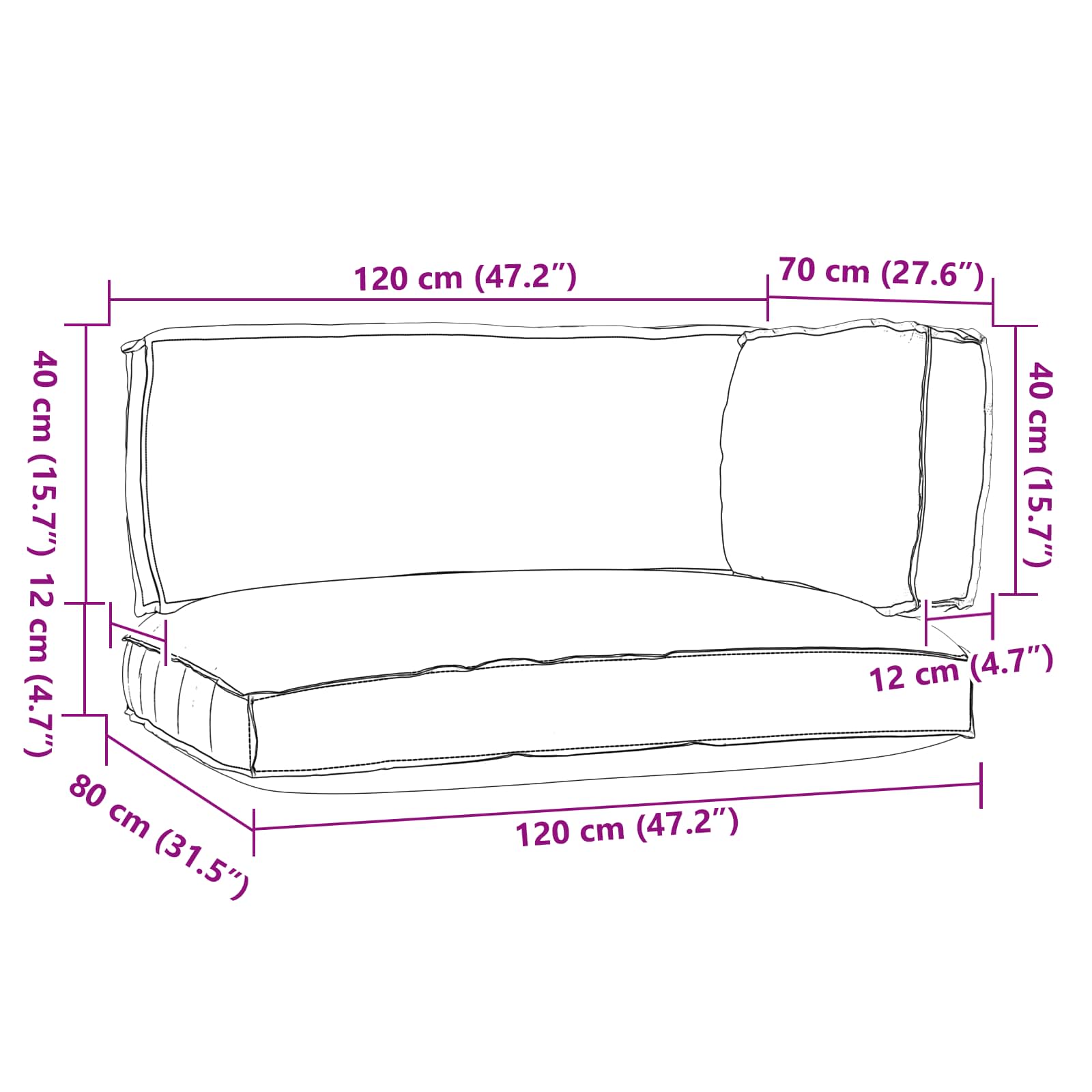 Σετ Μαξιλαριών Πάγου 3 pcs Ανθρακί Ύφασμα Όξφορντ - Pakobazaar