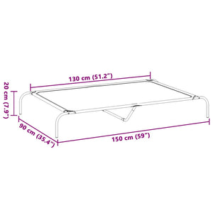 Ανυψωμένο κρεβάτι σκύλου Μαύρο 150x90x20 cm Textilene ατσάλι - Pakobazaar