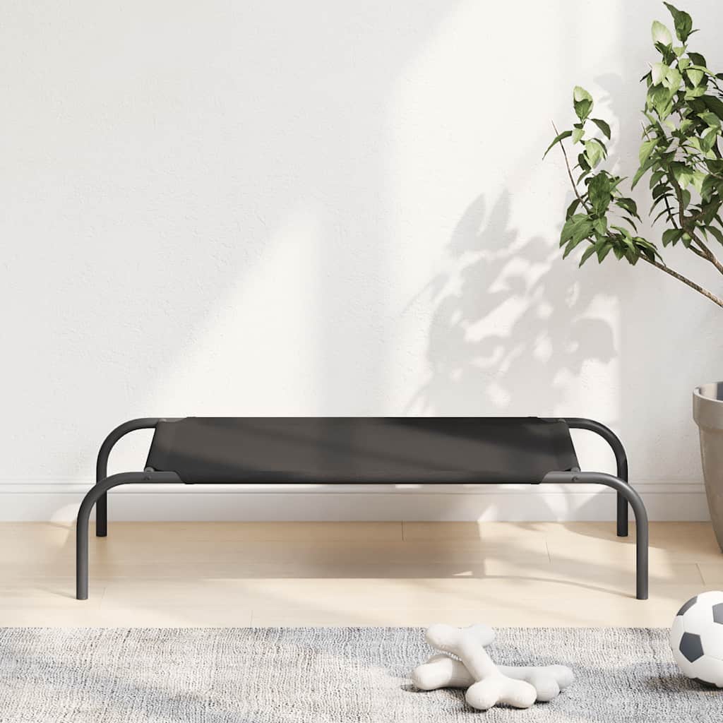 Ανυψωμένο κρεβάτι σκύλου μαύρο 90x50x20 cm ύφασμα Οξφόρδης