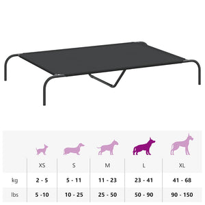 Ανυψωμένο κρεβάτι σκύλου μαύρο 130x80x20 cm ύφασμα Οξφόρδης - Pakobazaar