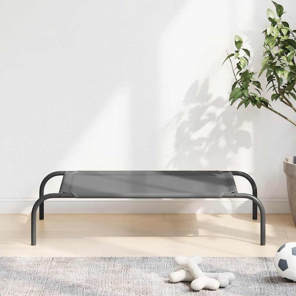 Ανυψωμένο κρεβάτι σκύλου γκρι 90x50x20 cm Textilene και χάλυβα