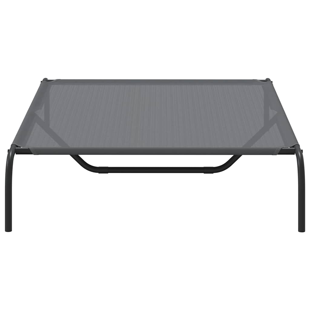 Ανυψωμένο κρεβάτι σκύλου γκρι 130x80x20 cm Textilene και χάλυβα - Pakobazaar