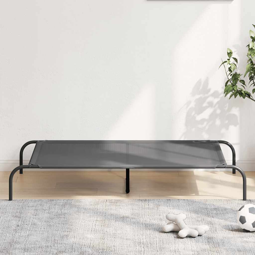 Ανυψωμένο κρεβάτι σκύλου γκρι 130x80x20 cm Textilene και χάλυβα - Pakobazaar
