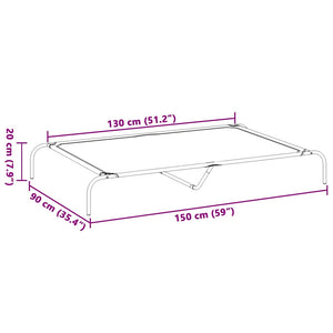 Ανυψωμένο κρεβάτι σκύλου γκρι 150x90x20 cm Textilene και χάλυβα - Pakobazaar