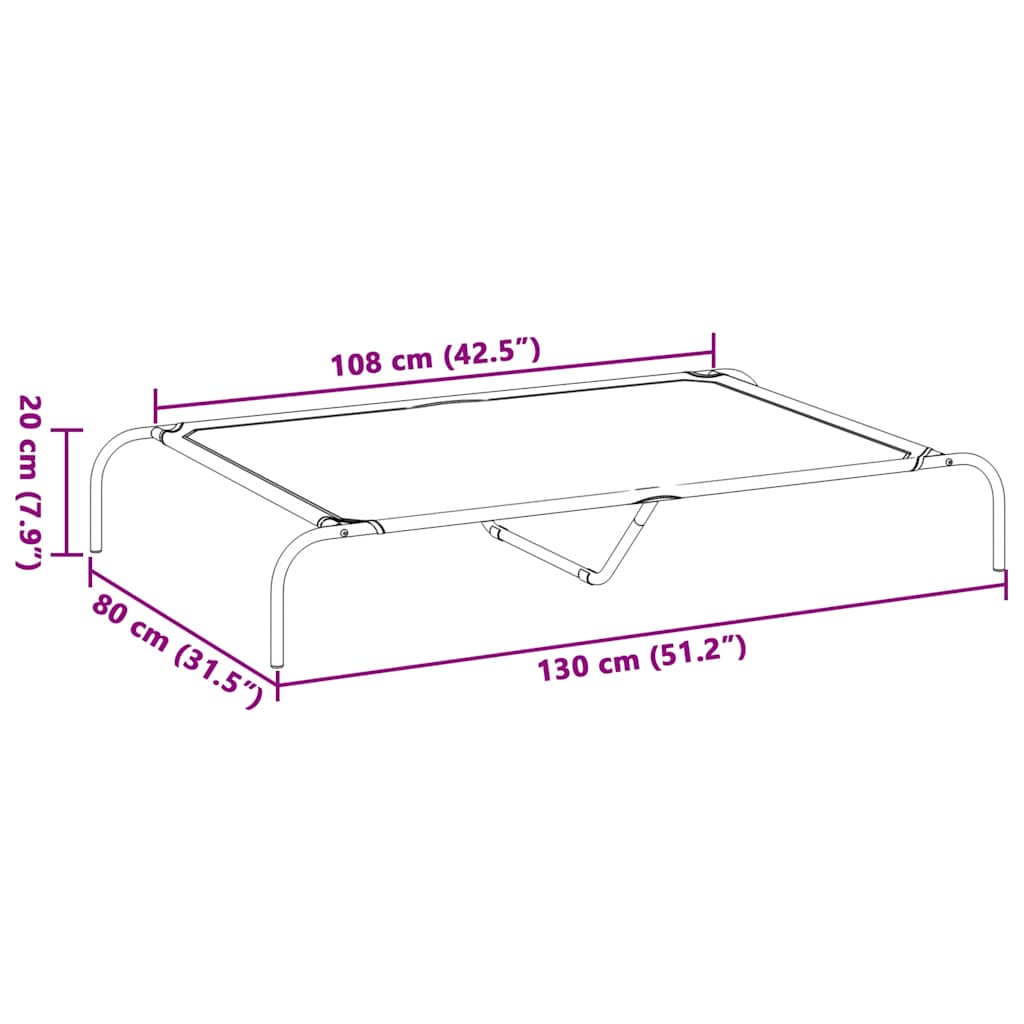 Ανυψωμένο κρεβάτι σκύλου Γκρι 130x80x20 cm Ύφασμα Οξφόρδης