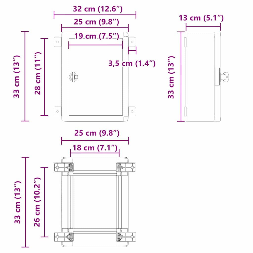 Ντουλάπι Ελέγχου Γκρι 32 x 13 x 33 εκ ΑΒΣ Πλαστικό - Pakobazaar