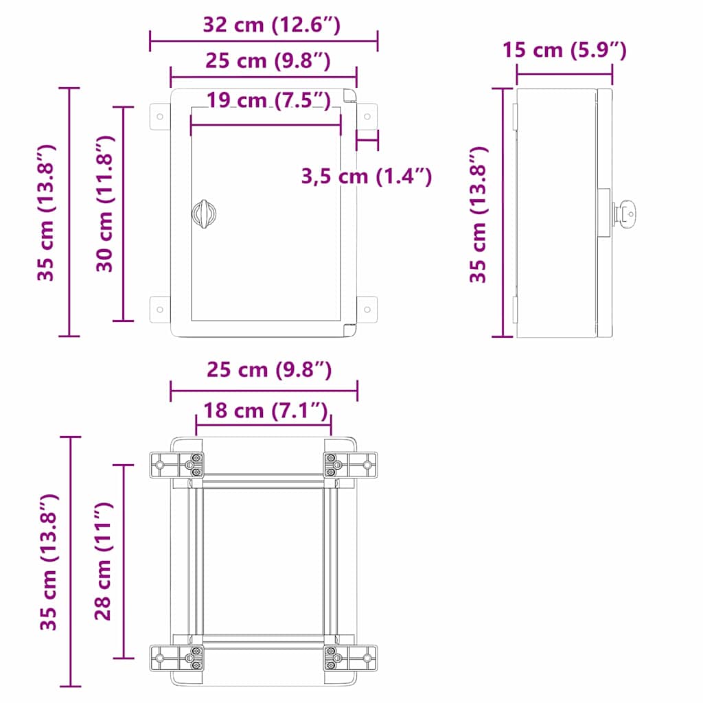 Ντουλάπι Ελέγχου Γκρι 32 x 15 x 35 εκ ΑΒΣ Πλαστικό - Pakobazaar