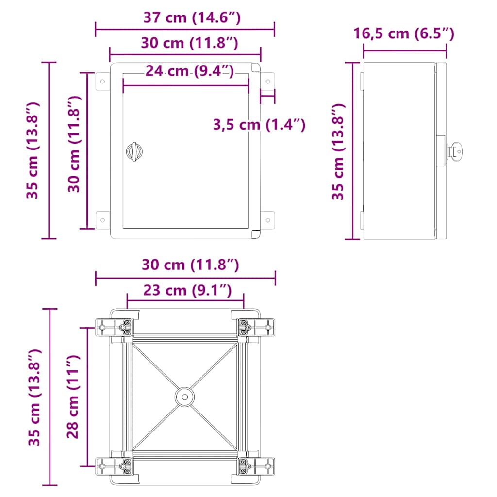 Ντουλάπι Ελέγχου Γκρι 37 x 16,5 x 35 εκ ΑΒΣ Πλαστικό - Pakobazaar