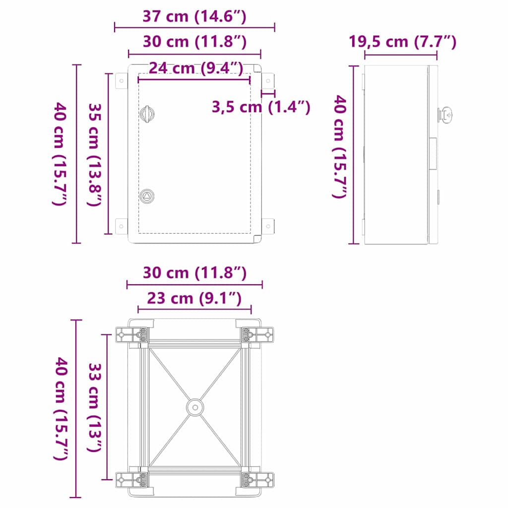 Ντουλάπι Ελέγχου Γκρι 37 x 19,5 x 40 εκ ΑΒΣ Πλαστικό - Pakobazaar