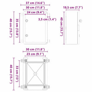 Ντουλάπι Ελέγχου Γκρι 37 x 19,5 x 40 εκ ΑΒΣ Πλαστικό - Pakobazaar