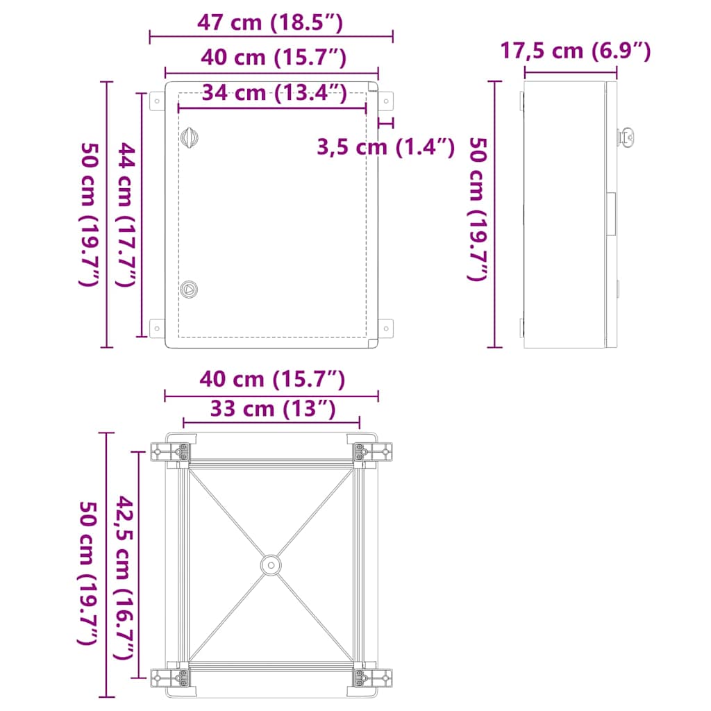 Ντουλάπι Ελέγχου Γκρι 47 x 17,5 x 50 εκ ΑΒΣ Πλαστικό - Pakobazaar