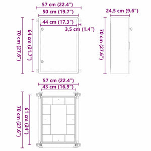 Ντουλάπι Ελέγχου Γκρι 57 x 24,5 x 70 εκ ΑΒΣ Πλαστικό - Pakobazaar