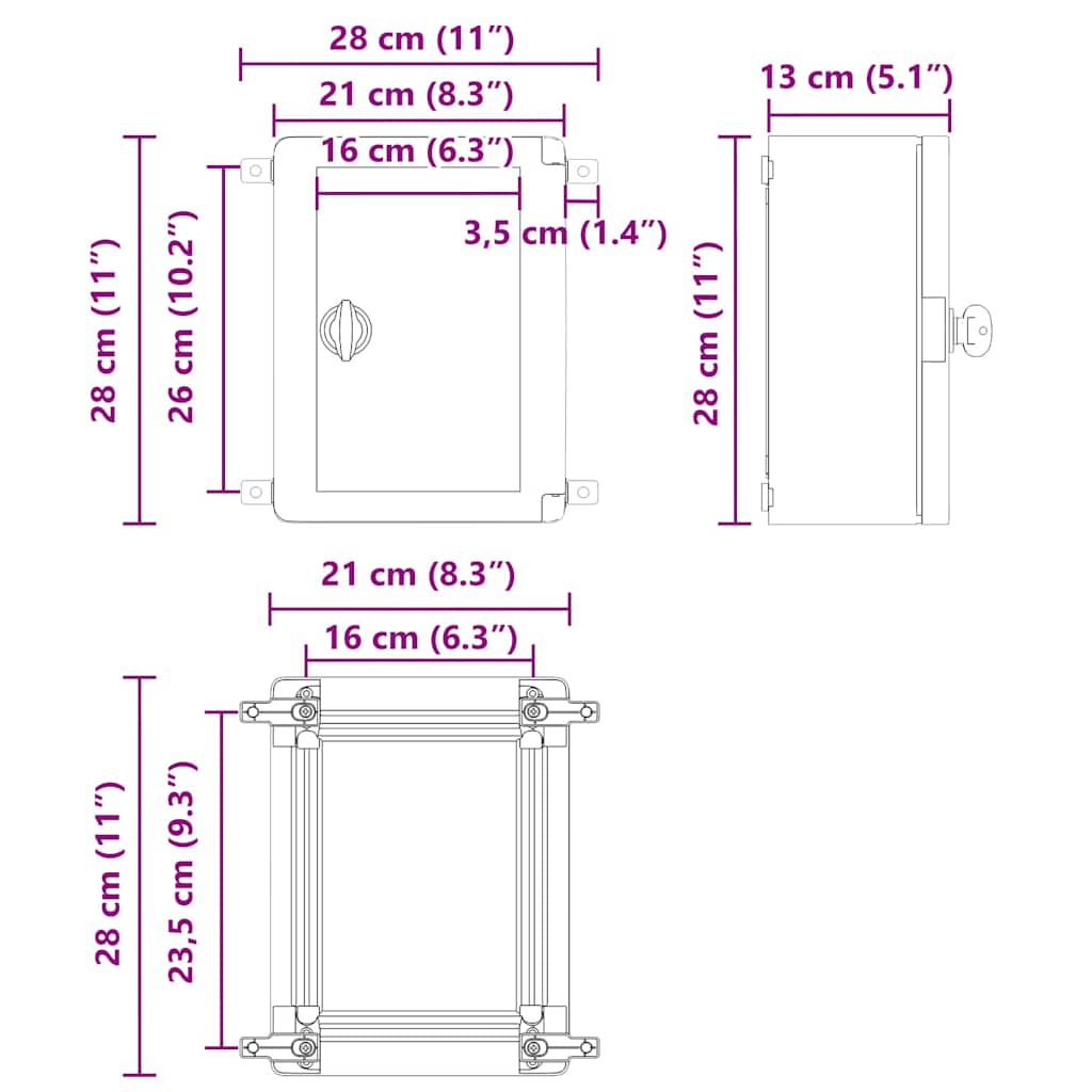 Ντουλάπι Ελέγχου Γκρι 28 x 13 x 28 εκ ΑΒΣ Πλαστικό - Pakobazaar