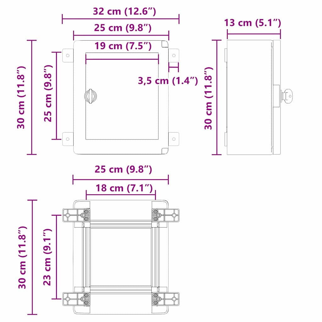 Ντουλάπι Ελέγχου Γκρι 32 x 13 x 30 εκ ΑΒΣ Πλαστικό - Pakobazaar