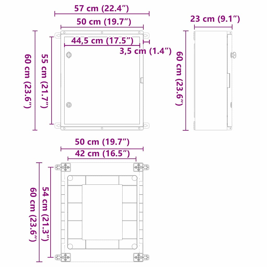 Ντουλάπι Ελέγχου Γκρι 57 x 23 x 60 εκ ΑΒΣ Πλαστικό - Pakobazaar