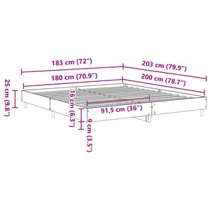 Σκελετός Κρεβατιού Μαύρη Οξυά 203 x 183 x 25 εκ.