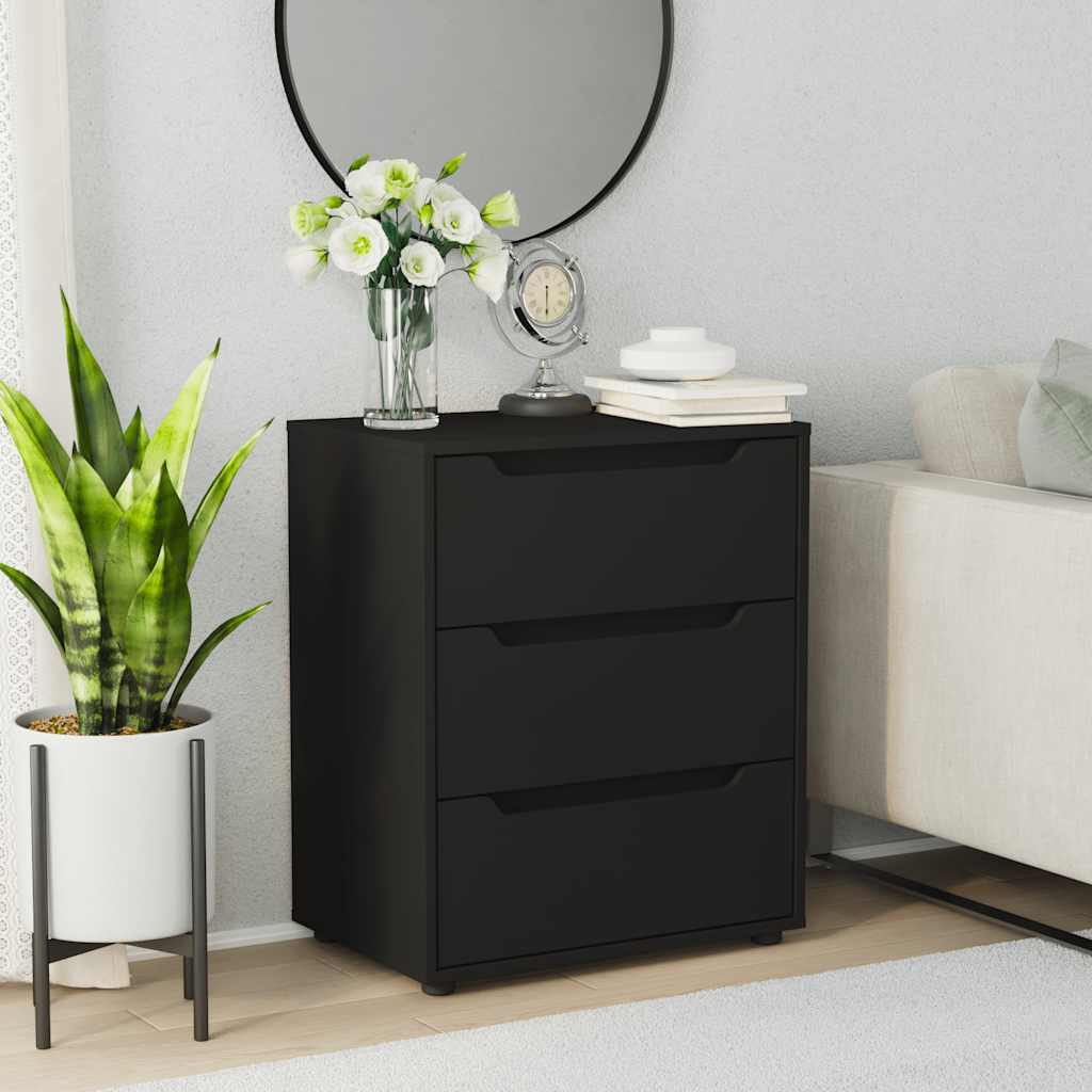 Sideboard "VISNES" Μαύρο 60x40x73 cm Ξύλο μηχανής