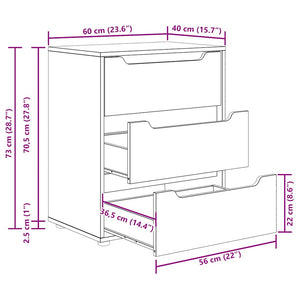 Sideboard VISNES Δρυς Sonoma 60x40x73 cm Ξύλο μηχανής - Pakobazaar