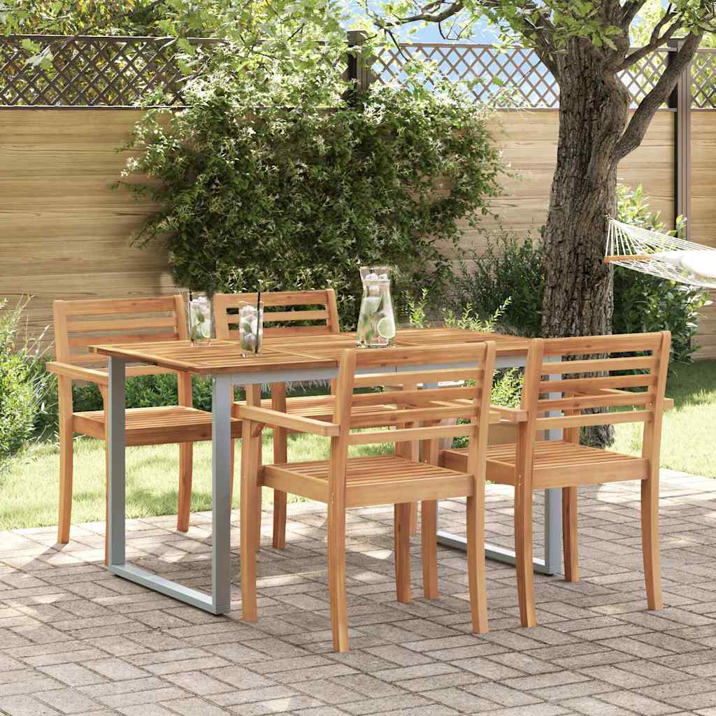 Τραπέζι Κήπου Γκρι 140 x 80 x 75 cm Στερεό Ξύλο Ακακίας