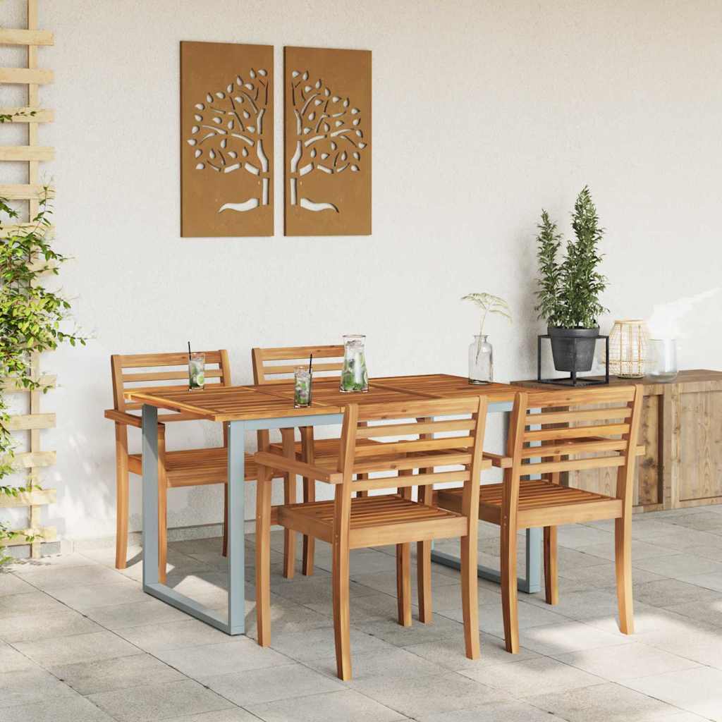 Τραπέζι Κήπου Γκρι 140 x 80 x 75 cm Στερεό Ξύλο Ακακίας
